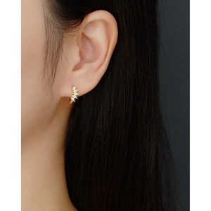 Elegant gold-plated S925 silver hoop earrings with marquise-cut zircon in fan shape