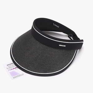 Breathable black straw sun visor for women with UV protection and adjustable band