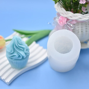 Silicone torch cone ice cream mold for DIY cake and candle making with textured design