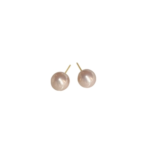Elegant round purple pearl earrings with gold silver needle post for a vintage french look