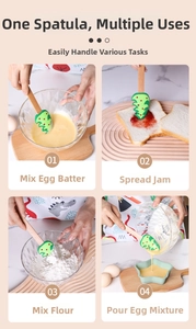 Christmas tree silicone spatula with wooden handle for mixing, spreading and baking cakes
