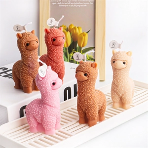 Cute alpaca-shaped silicone molds for DIY scented candles in five various soft colors