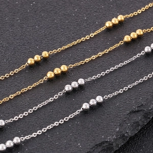 Stainless Steel Necklace Bead Chain Minimalist Round Beads Clavicle Chain For Women Small Design Jewelry Accessory
