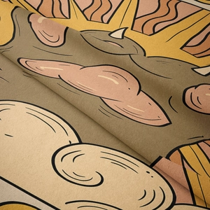 Detail of high-definition printed fabric showing soft texture and vibrant anime illustration