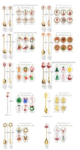Christmas 304 stainless steel dessert spoons and fruit forks with festive pendants