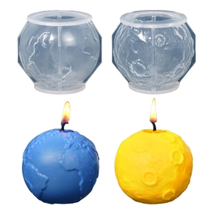 Stampo in silicone 3D Terra e Luna per candele profumate fai-da-te con texture dettagliate