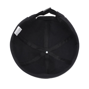Lightweight breathable black Miki hat featuring an adjustable buckle and six-panel interior