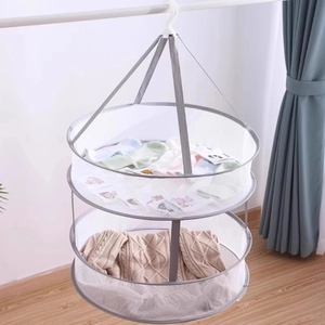 Double-layer hanging drying net for sweaters and socks with windproof hook and mesh