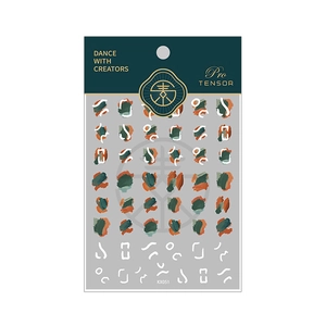 5D pro nail art stickers with abstract oil painting brushstrokes in green and orange