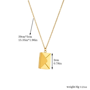 Minimalist gold envelope pendant necklace for couples with size and weight dimensions