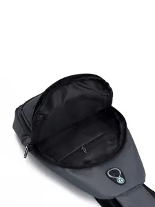 Deep grey waterproof oxford cloth motorcycle chest bag for men with open main compartment