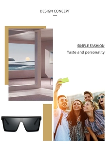 Détail de lunettes de soleil carrées à sommet plat avec monture monobloc et style minimaliste