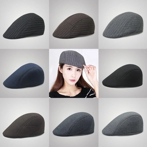 Collection of breathable striped and solid flat caps for men and women in various colors