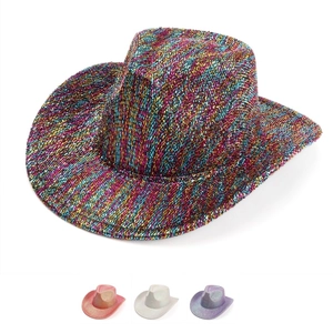 Shiny Metallic Glitter Western Cowboy Hat Fedora Wide Brim Jazz Performance Party Costume For Men Women