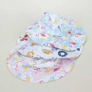 Cappelli alla pescatora per bambini in cotone con stampe di animali e fenicotteri rosa
