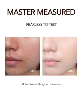 Detailed comparison showing before and after results of brightening concealer on facial skin