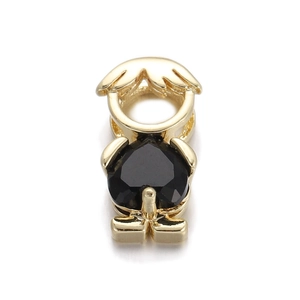 Golden heart-shaped zircon boy pendant for DIY necklaces and bracelets, handmade kid gift