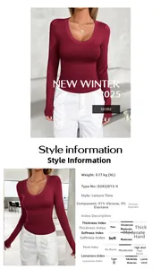 Dettaglio maglia bordeaux a maniche lunghe con scollo a U e tessuto a maglia elastica