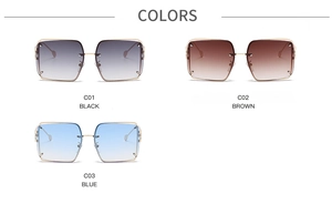 Multiple color options for square metal sunglasses with stylish gradient lenses