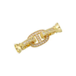18K gold-plated pig nose connector clasp with micro-set zircon for jewelry making