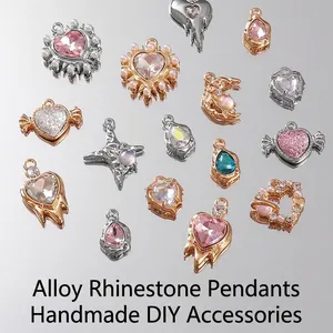 Alloy Heart Moon Star Charms Pendants Rhinestone Crystal Faux Artificial Pearl For DIY Necklace Bracelet Jewelry Making Accessories