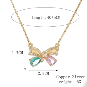 Detailed view of butterfly pendant with colorful zircons and precise dimensions for women