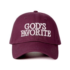 Casquette de baseball bordeaux vintage avec broderie GOD'S FAVORITE et sangle réglable