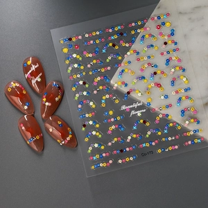 Adesivi per unghie floreali 3D a rilievo con piccoli fiori e ghirlande modello Co-173