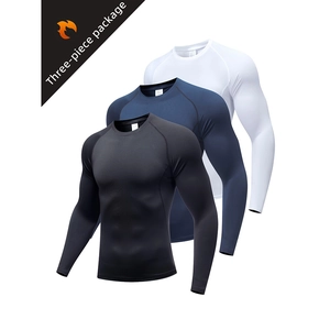 Men Long Sleeve Compression Shirt Quick Dry Elastic Sports T-Shirt Breathable Fitness Gym Training Running Baselayer Top