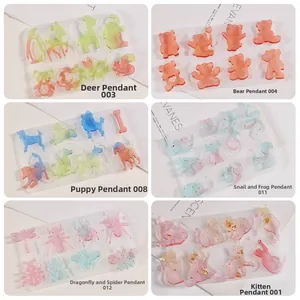 Six formes différentes d'animaux et d'insectes de moules en silicone pour bijoux DIY