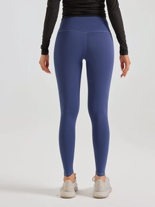 Legging de yoga sans couture taille haute bleu gris pour femmes sport et fitness