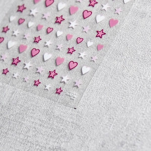 Japanese style thin nail art stickers with cute pink hearts and star patterns