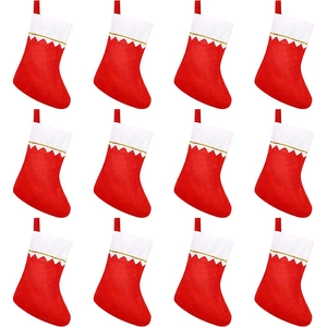 Christmas Stockings Felt Hanging Gift Bags For Fireplace Christmas Tree Decor Gold Trim Holiday Party Novelty