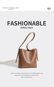 Detailed view of supple brown leather bucket bag showing soft matte texture and buckle