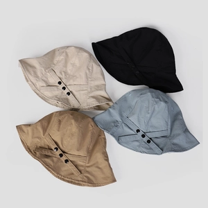 Lightweight quick-dry sun hats for women in beige, black, khaki and blue with button detail