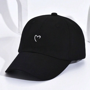 Baseball Cap Embroidered Heart Pattern Sun Protection Curved Brim Outdoor Casual Sports Hat For Men Women