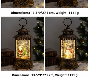 Detailed size 13.5x9x27.5cm and weight 1111g specifications of vintage Christmas snow lantern