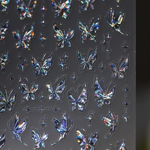 Holographic Butterfly Nail Art Stickers Laser Star Patterns PET Adhesive Ultra Thin Dark Sweet Cool Style For Manicure