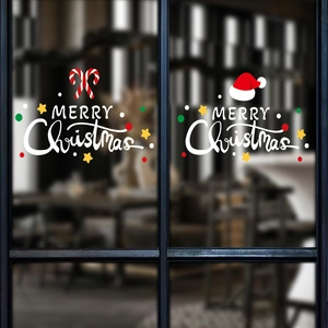 Christmas Window Stickers Static Cling PVC Reusable Dual Sided Color Santa Snowman Tree Festive Glass Decor Holiday