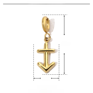 Technical drawing of a 19mm gold anchor pendant with size and weight specifications
