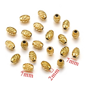 7mm gold stainless steel diamond-cut wheel beads for DIY jewelry making and bracelets