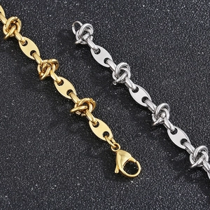 Minimalist titanium steel knotted chain necklaces in gold and silver with lobster clasp