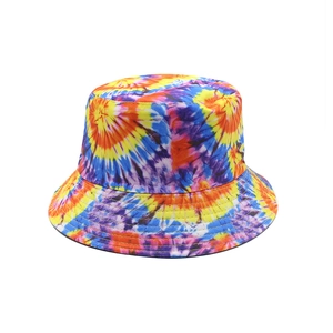 Cappello da pescatore tie-dye colorato alla moda con tesa larga per uomo e donna