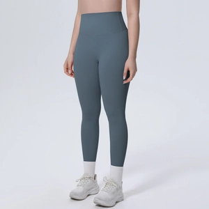 Hoch taillierte Kompressions-Yoga-Leggings in mattem Dunkelblaugrau für einen Fitness-Look
