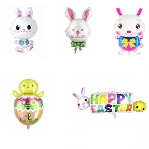Easter Rabbit Bunny Aluminum Foil Balloons Cartoon Inflatable Happy Easter Lettering Party Decoration Accessory