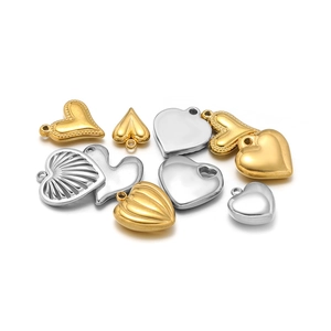 18K gold plated heart pendants in gold and silver finishes for DIY jewelry making