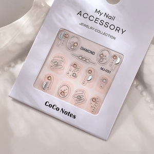 Star and moon nail art charm set with K9 diamonds and metal lines MJ-031 kit