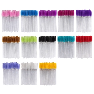 Bulk disposable eyelash brushes with spiral nylon bristles and glitter crystal handles