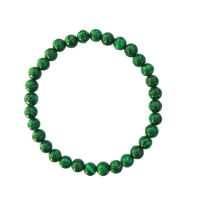 Minimalist green malachite beaded bracelet with natural silk luster and banded texture