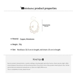 Detailed size specifications for flower jewelry set with copper and rhinestones